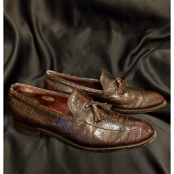 1980s LEE KEE Exotic Mens Shoes 10.5 Split Toe Tassel Ostrich Leg Loafers Vtg main image 15